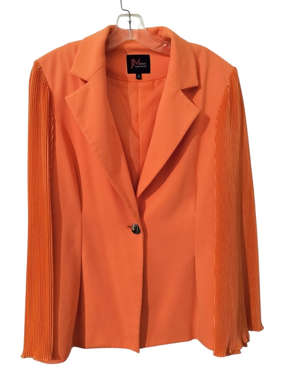 5966) JM Studio John Meyer 12 Orange Single Button Pleated Sleeve Biz Blazer